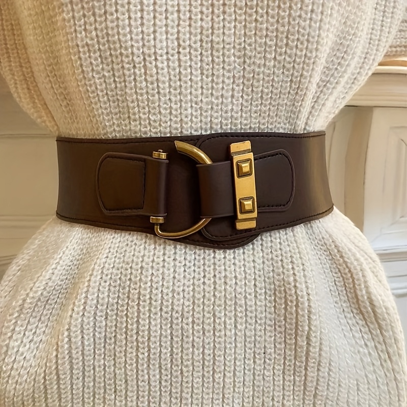 Retro Elastic Women's Coat with Waist Belt
